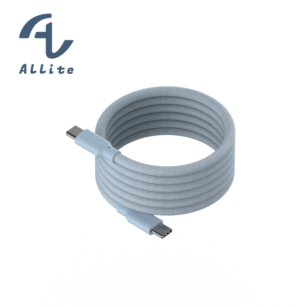[萬摩科技]Allite Easy Cable 磁吸收納編織快充線（USB-C to USB-C）寶寶藍, , large