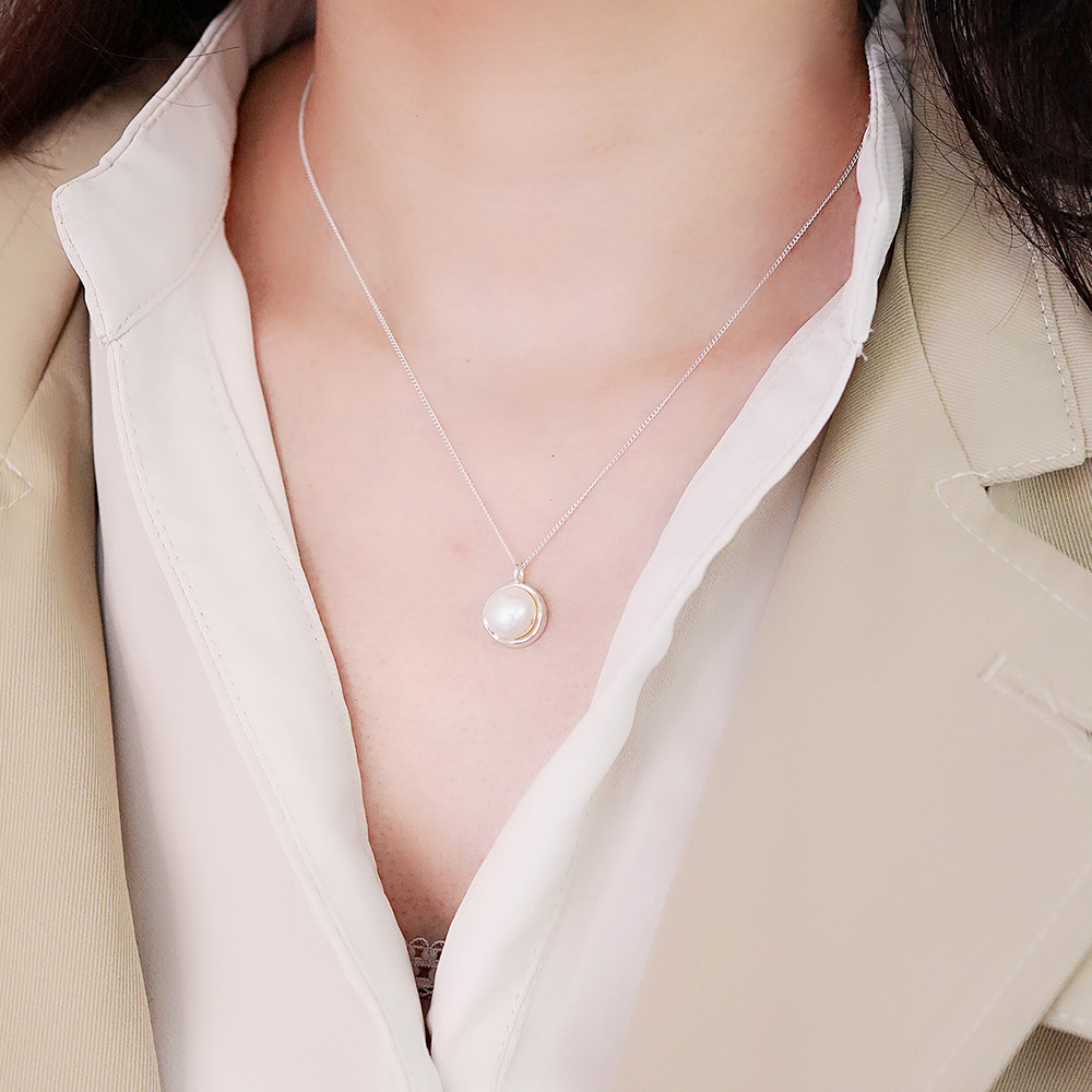 Pure Sterling Silver Necklace (Freshwater Pearl), , large