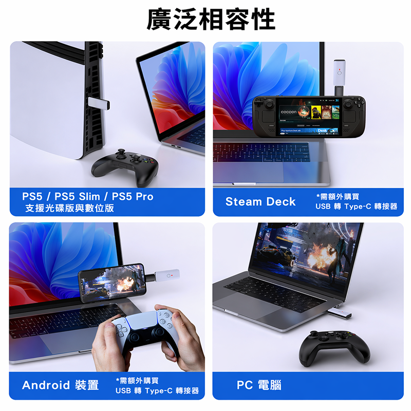 PS5副廠手把轉接器 副廠墨將北通等手把也適用 支援PS4 PS5 Xbox Switch2, , large