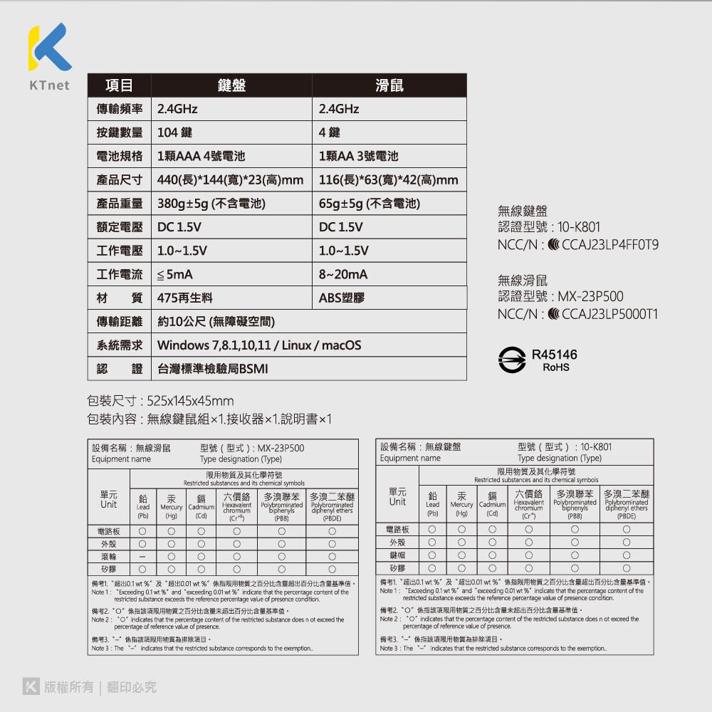KTnet Z7 2.4G Wireless Keyboard and Mouse Set Classic Multi-stage DPI Switching Ultra-power-saving design, , large