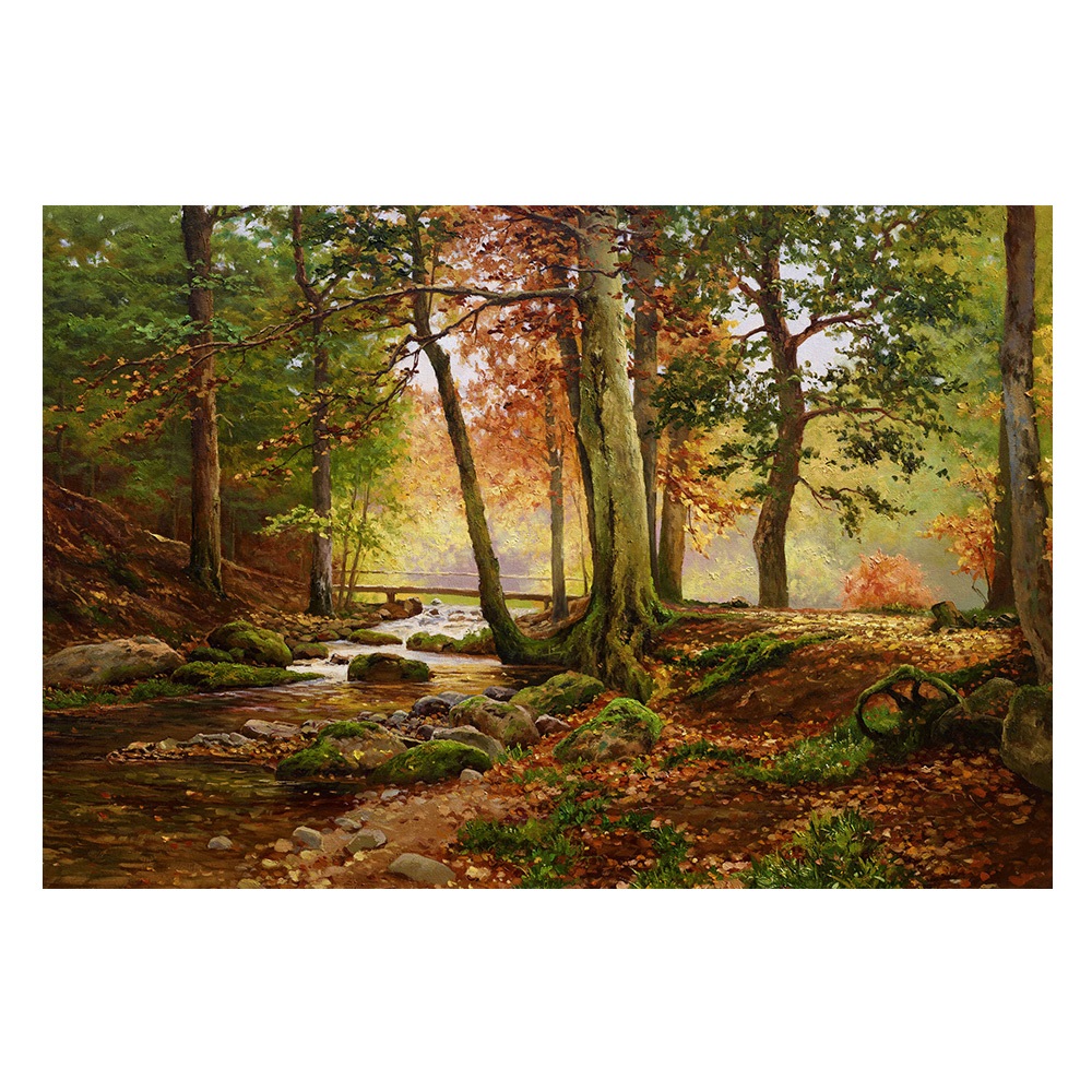 【御畫房】林中溪流 國家一級畫師手繪油畫60&times;90cm(VF-195), , large