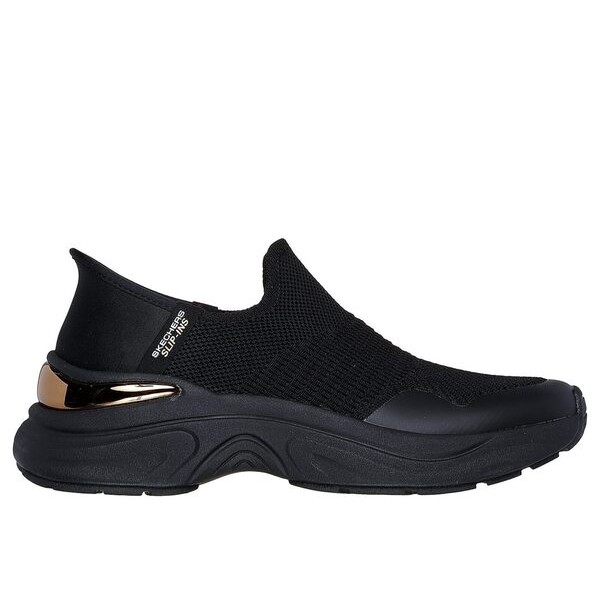 Kixpress-Skechers 思克威爾 Hazel 女 休閒鞋 舒適 黑 金 [177586BBK], , large