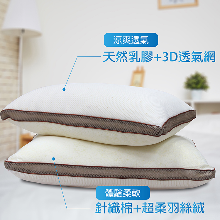 【多利寶寢具】FITNESS_乳膠羽絲絨雙面枕頭(偏軟枕)-1顆, , large
