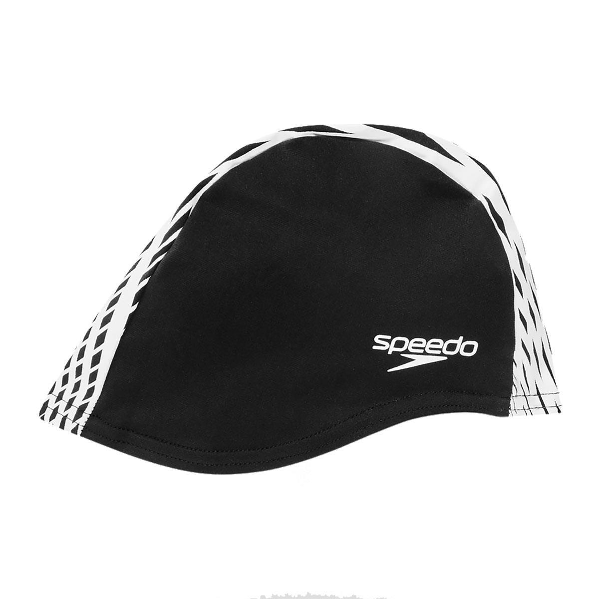 [秉宸] SPEEDO Boom End+ 成人尼龍抗氯泳帽 黑/線條白 SD813955, , large