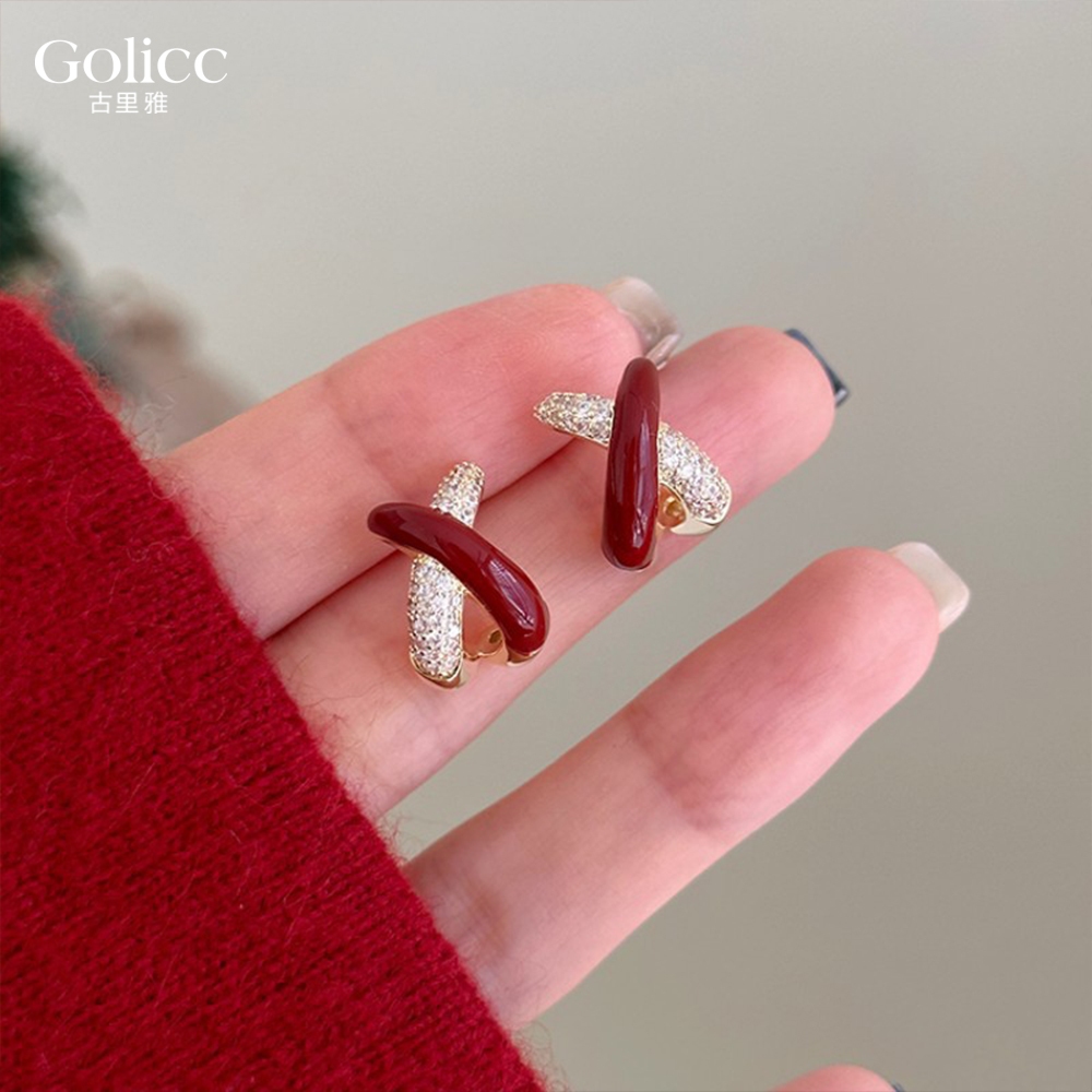 【Gulicc】古莉可 耳環 紅色輕奢鋯石耳環, , large