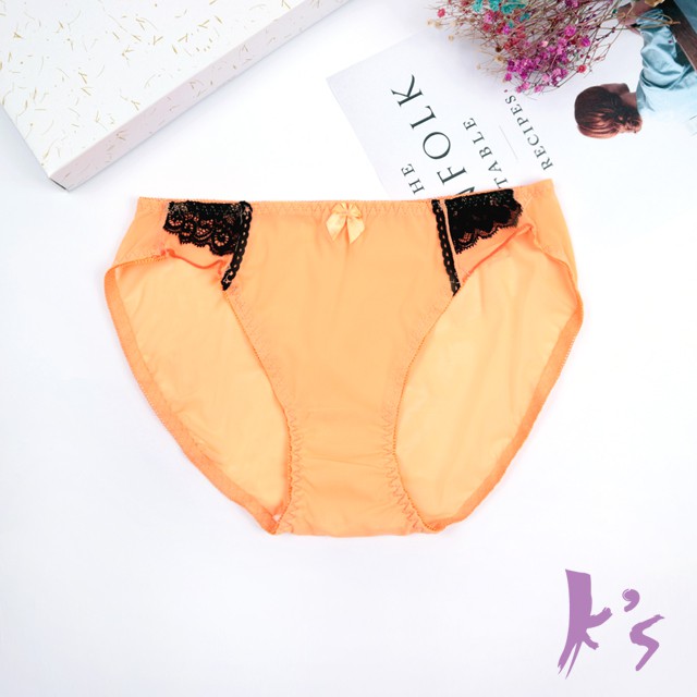 【K's凱恩絲】夏季繽紛橘網紗三角有氧蠶絲內褲, , large