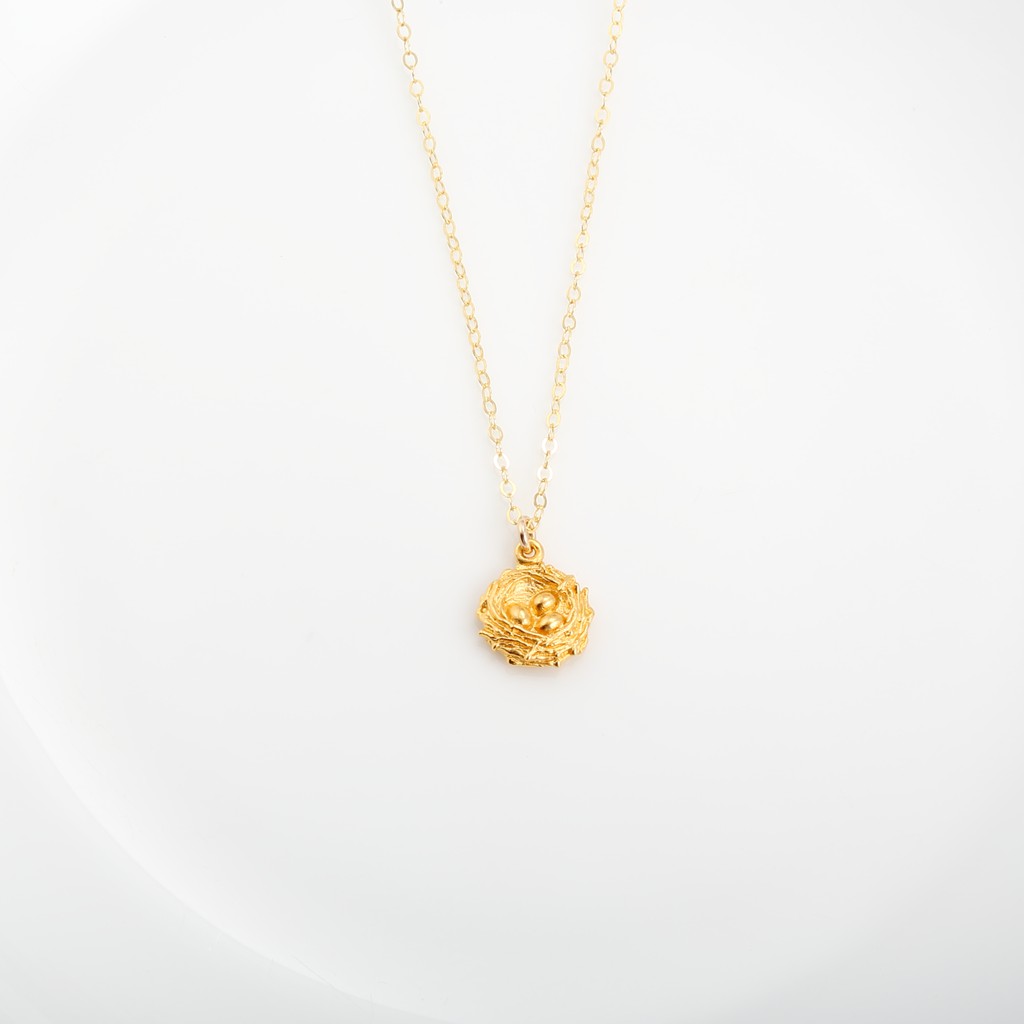 【Angel & Me】金窩 鳥巢 s925純銀 厚鍍24k純金項鍊 生日禮物, , large
