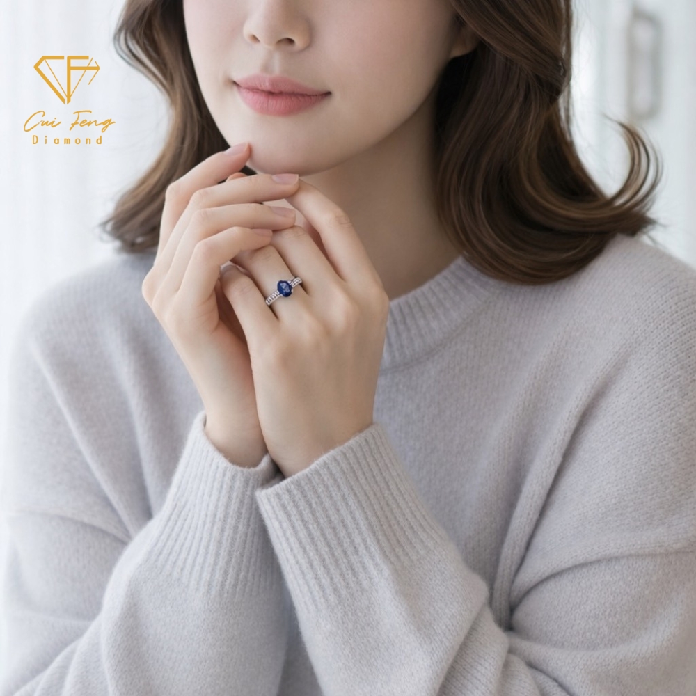 【CF鑽飾】戒指《永恆交織》天然藍寶石 1克拉純銀女戒, , large