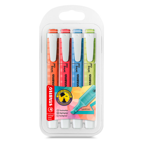 STABILO 德國 思筆樂 swing cool Pastel 樂酷馬卡龍色螢光筆 4色組/盒 ST275/4-08-1, , large