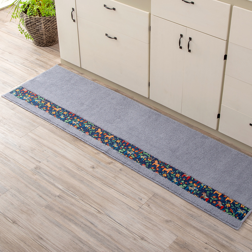 【HASHIZUME】Japan-Made Nordic-Style Lucky Horse Kitchen Mat 50&times;120cm &ndash; Light Gray, , large
