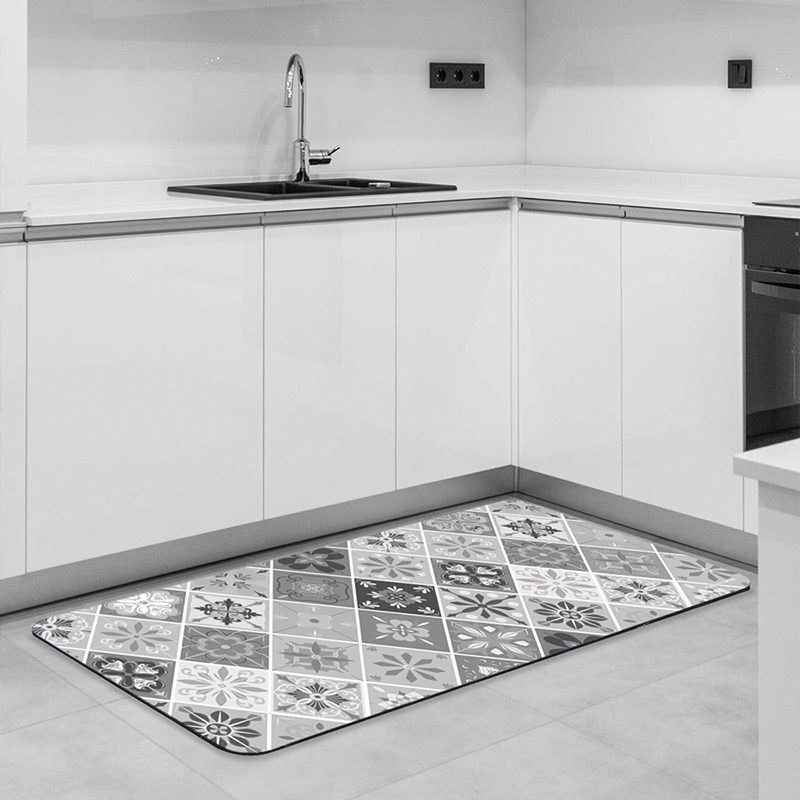 【Monster】 Soft Diatomaceous Earth Kitchen Absorbent Mat &ndash; Floral Seal Series (120x50cm) &ndash; Porcelain Diamond, , large