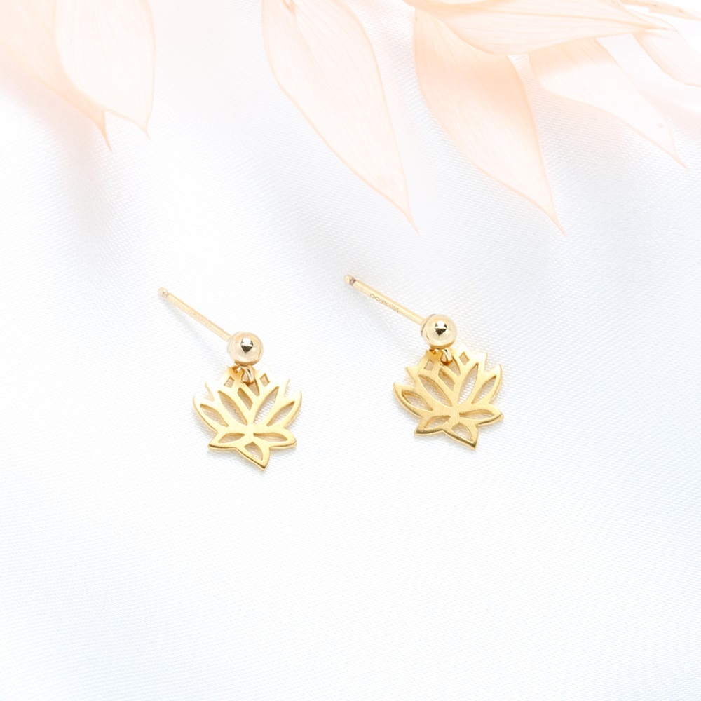 【Angel & Me】Love Lotus s925 sterling silver 24k gold plated earrings gift, , large