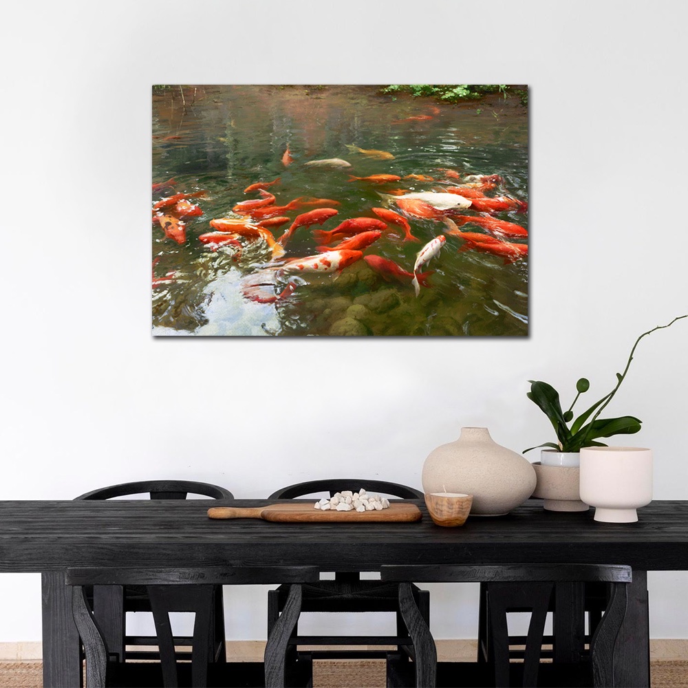 【御畫房】年年有魚 國家一級畫師手繪油畫60&times;90cm(VF-14), , large