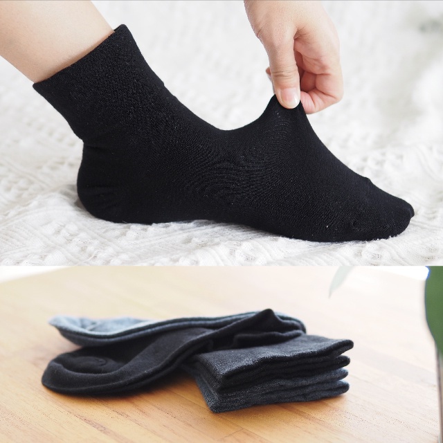 [Kaimei Cotton] Set of six pairs, MIT made in Taiwan, women's solid color, no-banding wide-mouth socks, 200-needle fine cotton, Japanese style, no-burden wear, , large