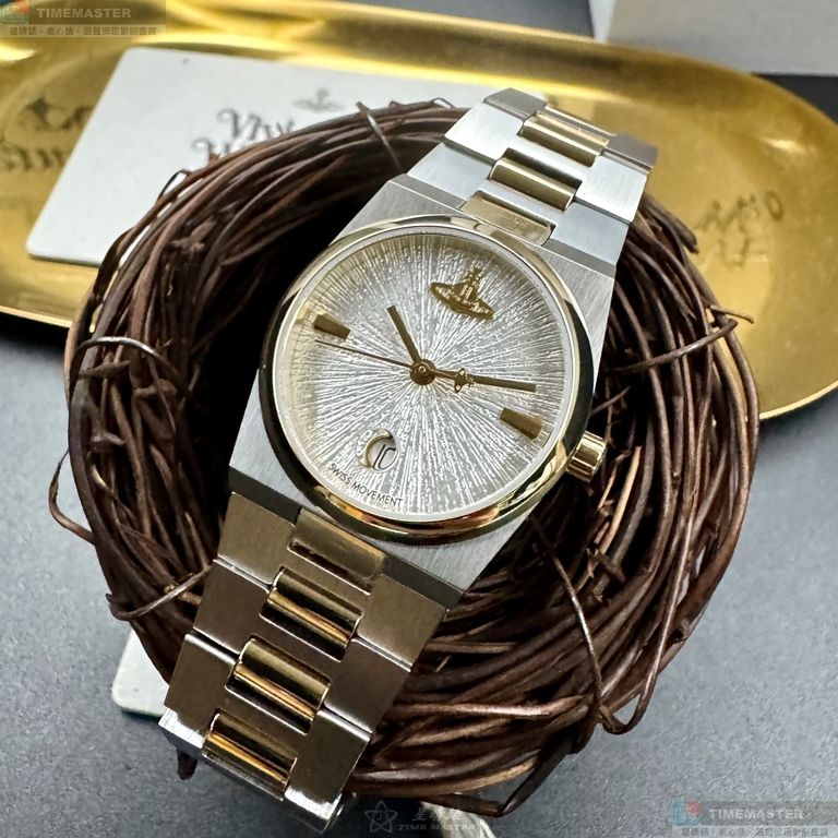 [星晴錶業]Vivienne Westwood手錶,28mm, 32mm,VW30311白金色錶面銀錶殼金銀相間精鋼錶帶款, , large