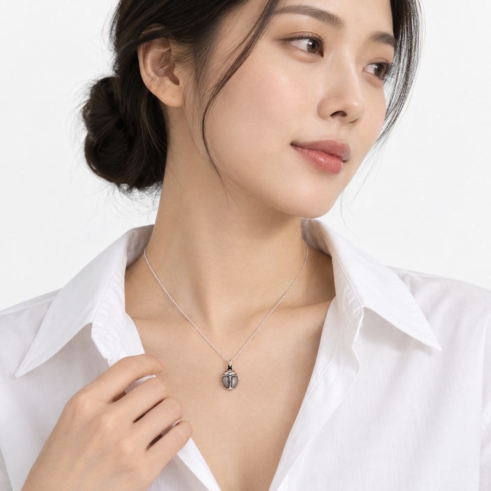 【Angel & Me】古埃及 聖甲蟲 s925純銀項鍊 甲蟲 昆蟲 生日禮物, , large