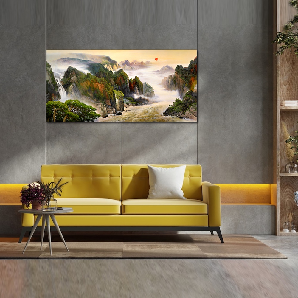 【御畫房】江山萬里 國家一級畫師手繪油畫60&times;120cm(VF-73), , large
