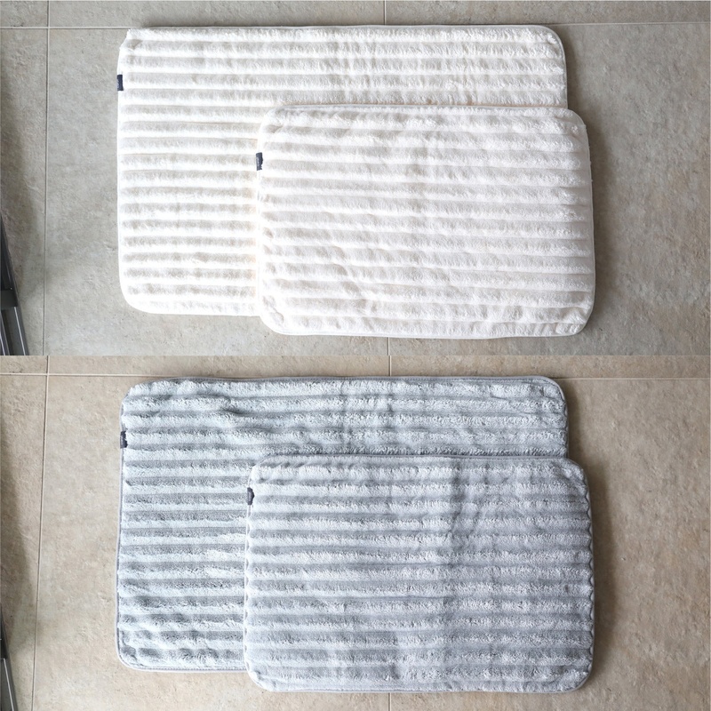 【CB JAPAN】carari poco條紋系列 超細纖維浴室踏墊 L(80x50cm), , large