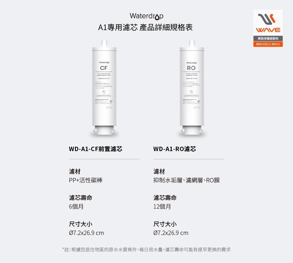 【Waterdrop】A1專用濾心A1-CF濾芯(DIY更換), , large