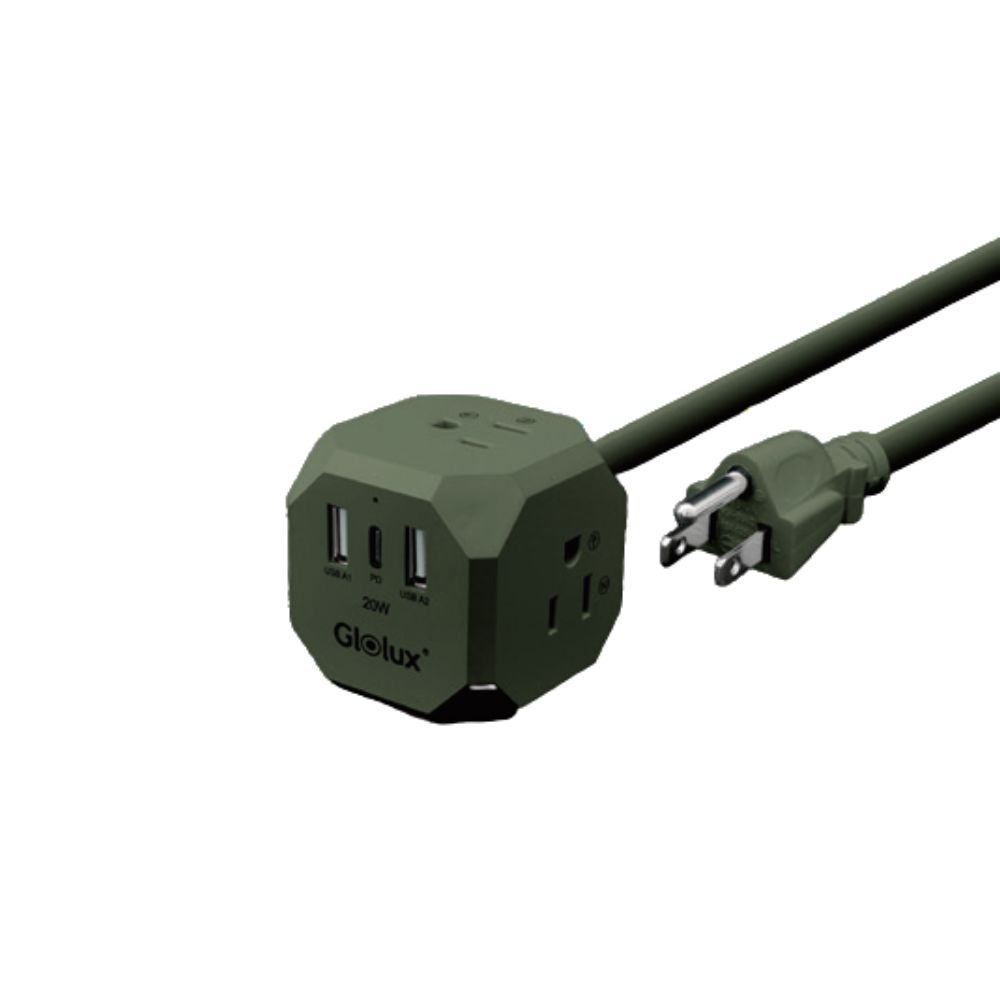 Glolux 3 socket 3USB extension cable-(G), , large